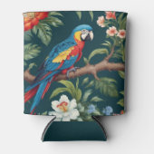 Kleurrijke Parrot Tropical Oerwoud Leaves Blikjeskoeler (Voorkant)