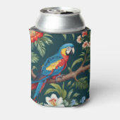 Kleurrijke Parrot Tropical Oerwoud Leaves Blikjeskoeler (Blikje Achterkant)