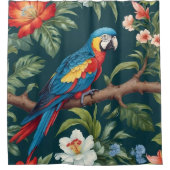 Kleurrijke Parrot Tropical Oerwoud Leaves Douchegordijn (Voorkant)