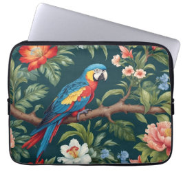 Kleurrijke Parrot Tropical Oerwoud Leaves Laptop Sleeve