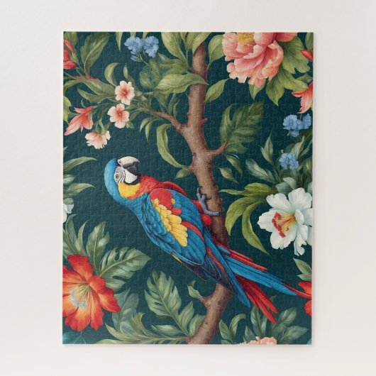 Kleurrijke Parrot Tropical Oerwoud Leaves Legpuzzel (Verticaal)