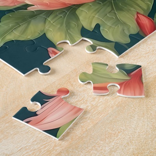 Kleurrijke Parrot Tropical Oerwoud Leaves Legpuzzel (Zijkant)