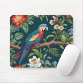 Kleurrijke Parrot Tropical Oerwoud Leaves Muismat (Met muis)