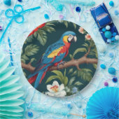 Kleurrijke Parrot Tropical Oerwoud Leaves Papieren Bordje (Feest)