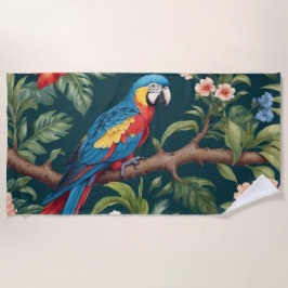 Kleurrijke Parrot Tropical Oerwoud Leaves Strandlaken