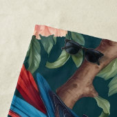 Kleurrijke Parrot Tropical Oerwoud Leaves Strandlaken (In situ)