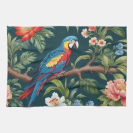 Kleurrijke Parrot Tropical Oerwoud Leaves Theedoek