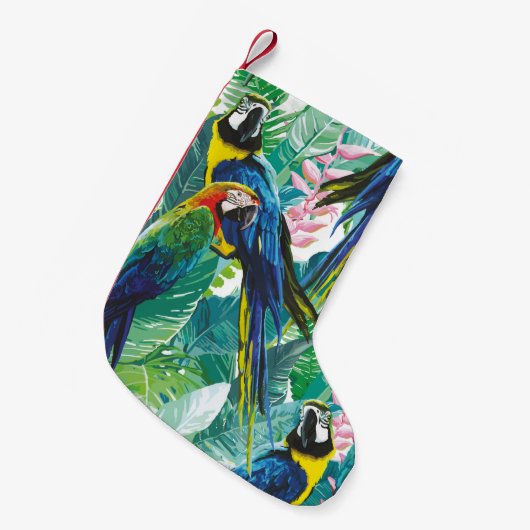 kleurrijke parrots en exotische bloemen kleine kerstsok (Voorkant (Hangend))