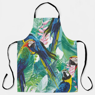 kleurrijke parrots en exotische bloemen schort