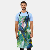 kleurrijke parrots en exotische bloemen schort (Gedragen)