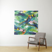 kleurrijke parrots en exotische bloemen wandkleed (In Situ (horizontaal))