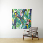 kleurrijke parrots en exotische bloemen wandkleed (In situ)