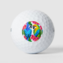 Kleurrijke parrots met tropische bloemen golfballen