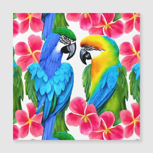 Kleurrijke parrots met tropische bloemen gooien pi (Voorkant)