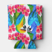 Kleurrijke parrots met tropische bloemen gooien pi blikjeskoeler (Achterkant)