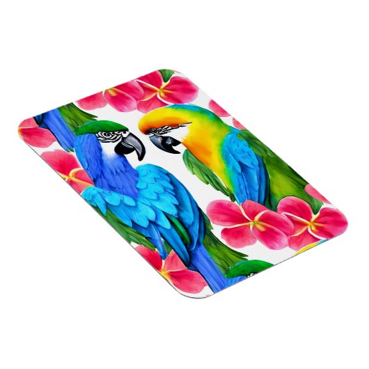 Kleurrijke parrots met tropische bloemen magneet (Rechterzijde)