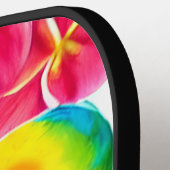 Kleurrijke parrots met tropische bloemen pickleball paddle (Links Detail)