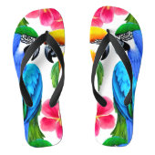 Kleurrijke parrots met tropische bloemen teenslippers (Voetbed)