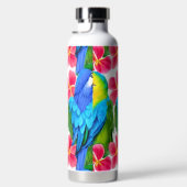 Kleurrijke parrots met tropische bloemen waterfles (Rechts)
