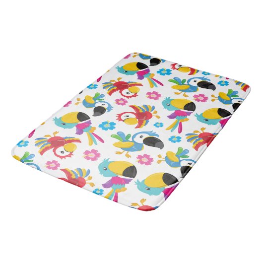 Kleurrijke parrots, tropische parrots, vogels, blo badmat (Gekanteld)