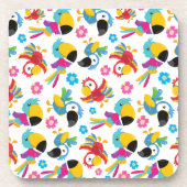 Kleurrijke parrots, tropische parrots, vogels, blo bier onderzetter (Voorkant)