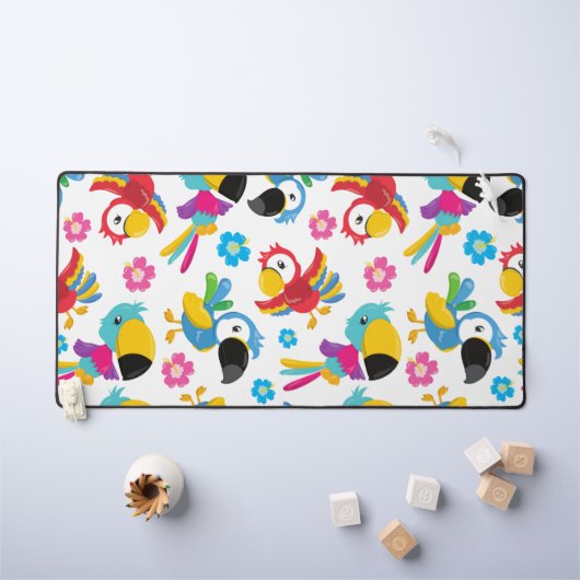 Kleurrijke parrots, tropische parrots, vogels, blo bureaumat (Kindertafel)