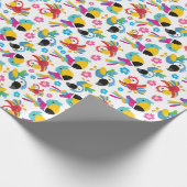 Kleurrijke parrots, tropische parrots, vogels, blo cadeaupapier (Hoek)