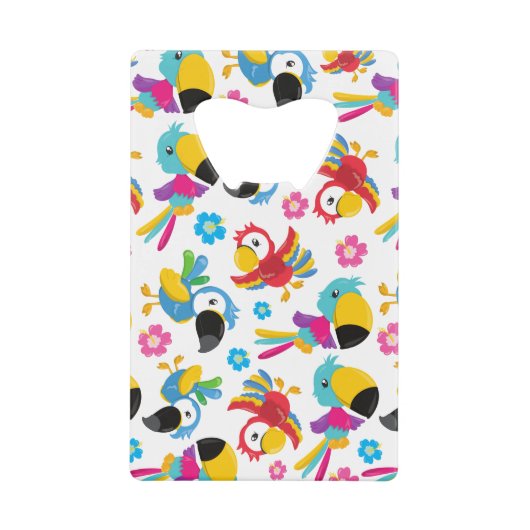 Kleurrijke parrots, tropische parrots, vogels, blo creditkaart flessenopener (Voorkant)