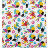 Kleurrijke parrots, tropische parrots, vogels, blo douchegordijn (Voorkant)