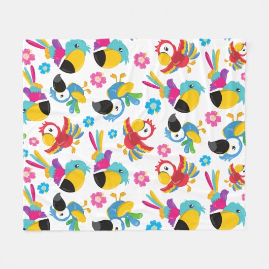 Kleurrijke parrots, tropische parrots, vogels, blo fleece deken (Voorkant (Horizontaal))