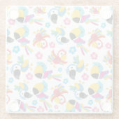 Kleurrijke parrots, tropische parrots, vogels, blo glazen onderzetter (Achterkant)