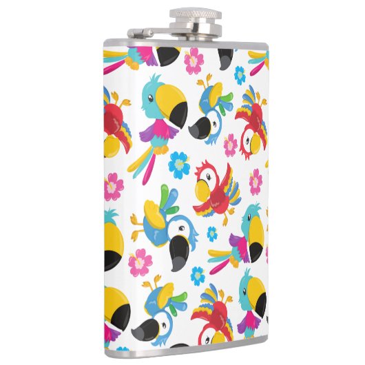 Kleurrijke parrots, tropische parrots, vogels, blo heupfles (Rechts)