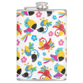 Kleurrijke parrots, tropische parrots, vogels, blo heupfles (Voorkant)