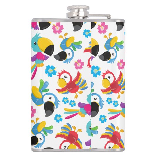 Kleurrijke parrots, tropische parrots, vogels, blo heupfles (Achterkant)