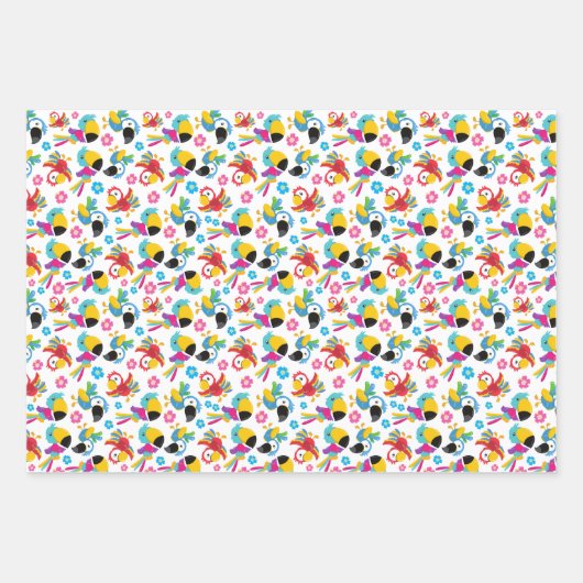 Kleurrijke parrots, tropische parrots, vogels, blo inpakpapier vel (Voorkant 3)