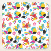 Kleurrijke parrots, tropische parrots, vogels, blo kartonnen onderzetters (Voorkant)