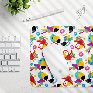 Kleurrijke parrots, tropische parrots, vogels, blo muismat