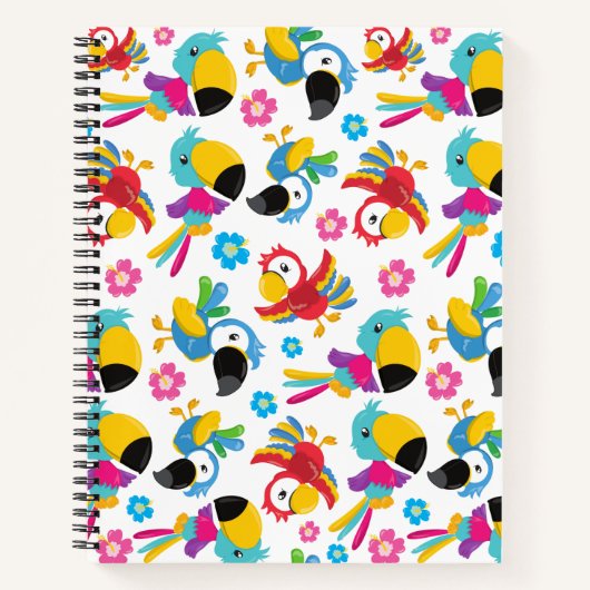 Kleurrijke parrots, tropische parrots, vogels, blo notitieboek (Voorkant)