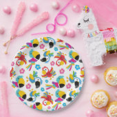 Kleurrijke parrots, tropische parrots, vogels, blo papieren bordje (Feest)