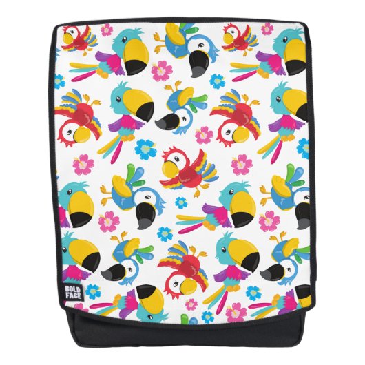 Kleurrijke parrots, tropische parrots, vogels, blo rugtassen (Voorkant)