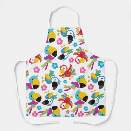 Kleurrijke parrots, tropische parrots, vogels, blo schort (Voorkant)