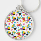 Kleurrijke parrots, tropische parrots, vogels, blo sleutelhanger (Voorkant)