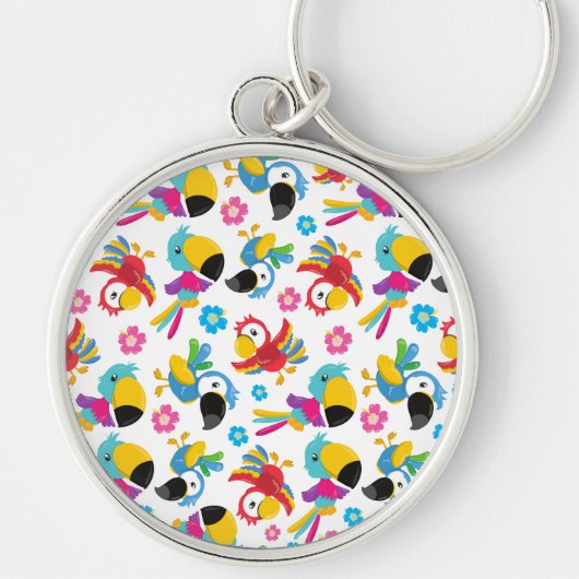 Kleurrijke parrots, tropische parrots, vogels, blo sleutelhanger (Voorkant)