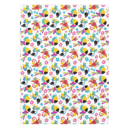 Kleurrijke parrots, tropische parrots, vogels, blo tafelkleed (Voorkant)