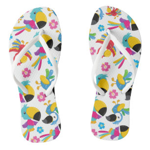 Kleurrijke parrots, tropische parrots, vogels, blo teenslippers