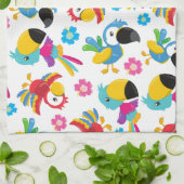 Kleurrijke parrots, tropische parrots, vogels, blo theedoek (Gevouwen)