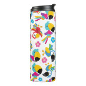 Kleurrijke parrots, tropische parrots, vogels, blo thermosbeker (Gedraaid links)