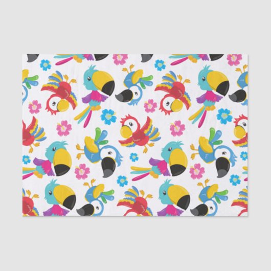 Kleurrijke parrots, tropische parrots, vogels, blo tissuepapier (Voorkant)