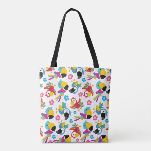 Kleurrijke parrots, tropische parrots, vogels, blo tote bag (Achterkant)