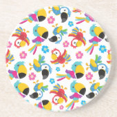 Kleurrijke parrots, tropische parrots, vogels, blo zandsteen onderzetter (Voorkant)